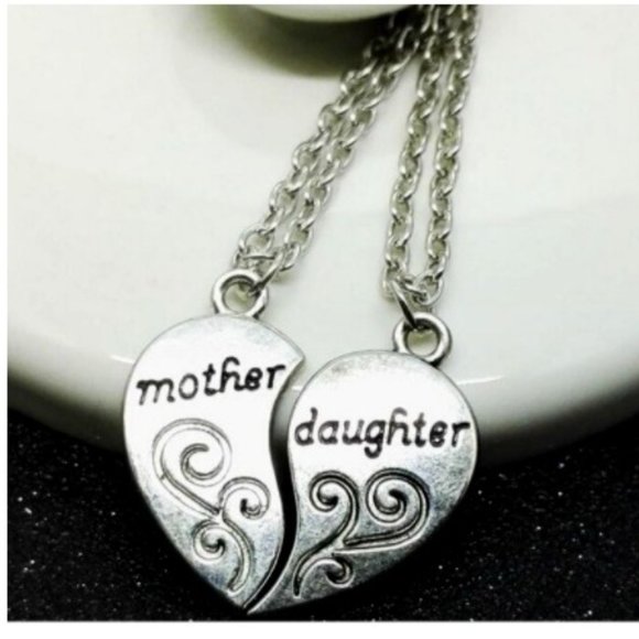LiveChicStyle Jewelry - Mother and Daughter Half Heart 2 Necklaces